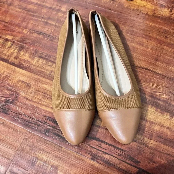 Unbranded Shoes - Womens Brown Mesh Pointed Toe Flat Sz US 8 NWOT Minimalist Old Money Classic
